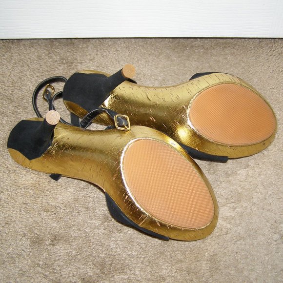New In Box Sexy Suede Black & Gold Luichiny Heels size 8 - Picture 10 of 15